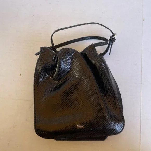 Gucci Black Python Leather Drawstring Handle Drop Bag - Picture 1 of 10